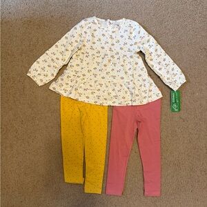 Carter's Floral Top with Yellow and Pink Leggings Set